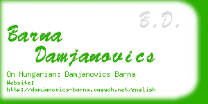 barna damjanovics business card
